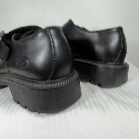 Skechers Black Leather Monk Strap Platform Loafers Chunky Lug Sole US 10 Oxford - Picture 7 of 12